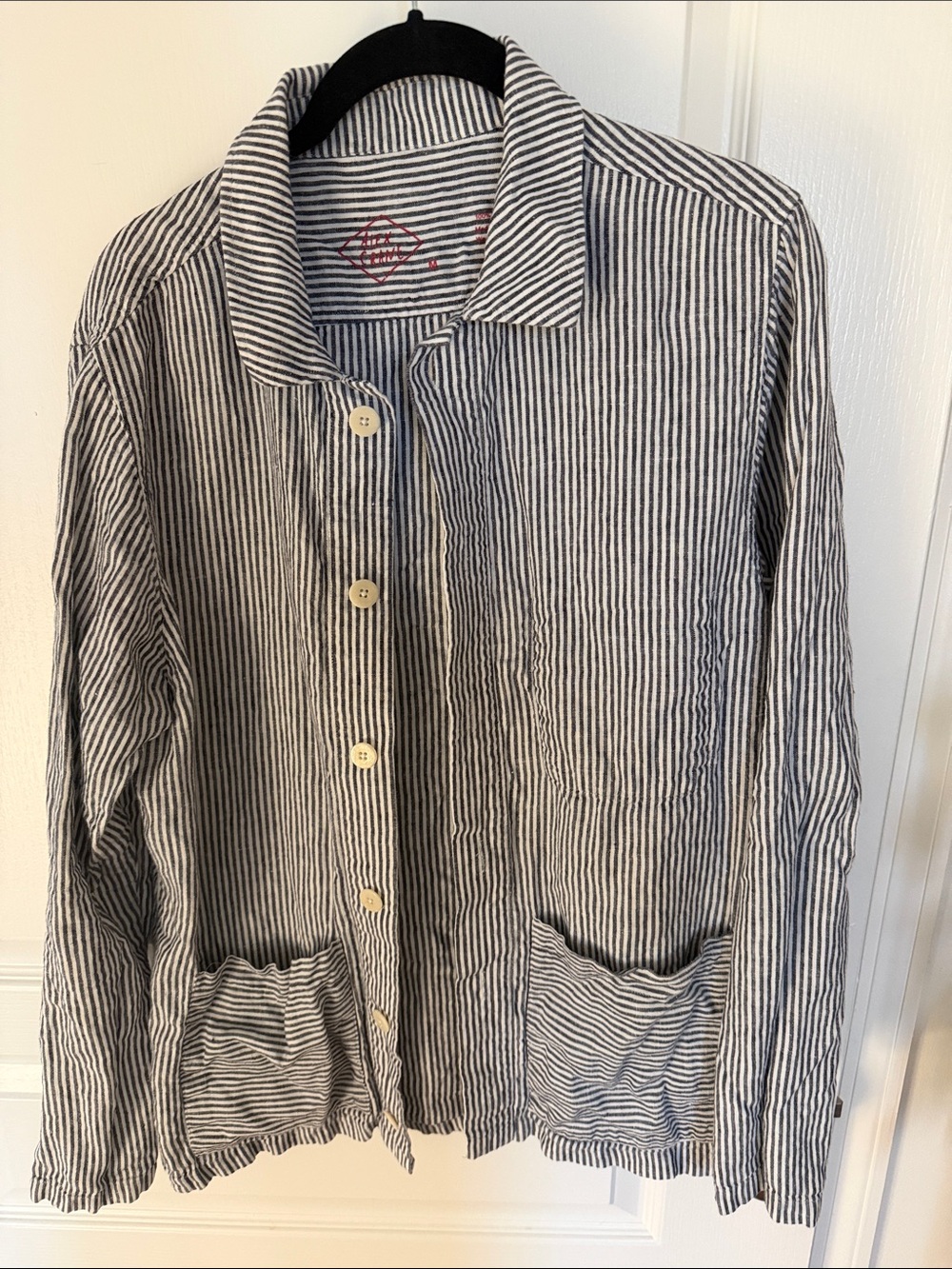 Alex Crane Kite Jacket Shirt/Jacket (Shacket) - Navy/White Seersucker Size M
